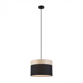 CLA-Tambura:Oblong Cloth Shade with Blonde Wood Trim Pendant Lights